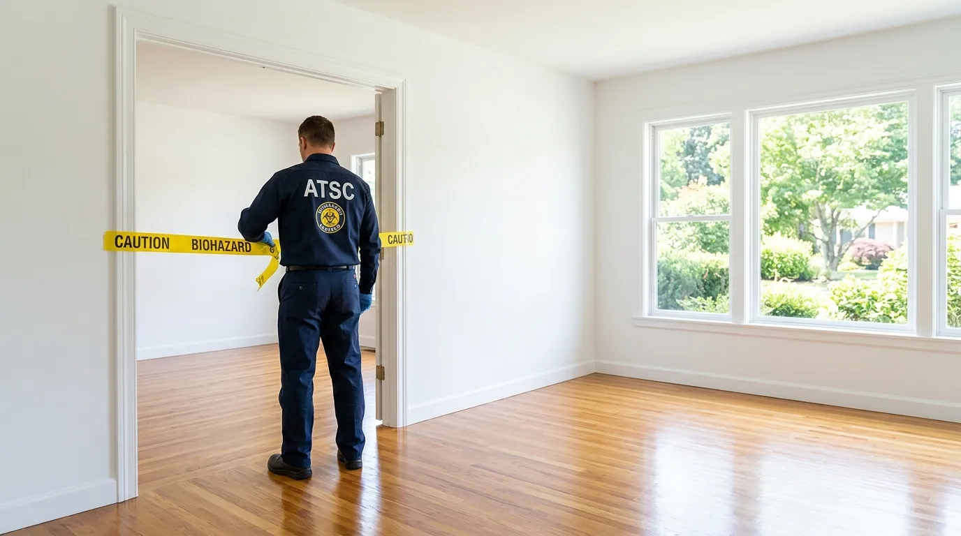 Certified biohazard cleanup crew performing Trauma Scene Cleanup in Hooper